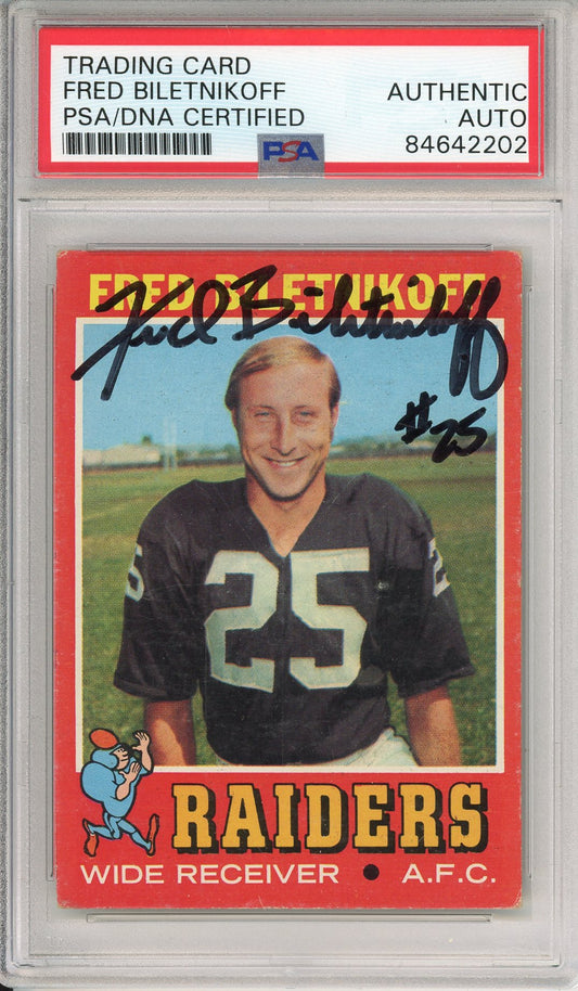 1971 TOPPS FRED BILETNIKOFF #178 HOF RAIDERS SUPER BOWL MVP AUTOGRAPH PSA/DNA