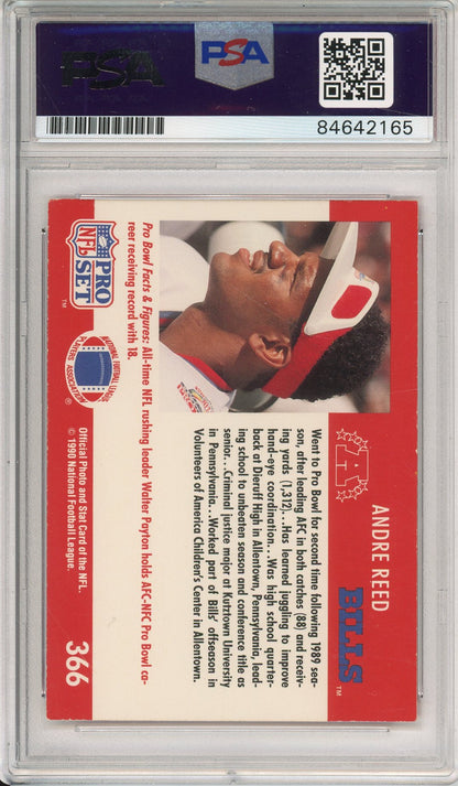 1990 PRO SET ANDRE REED #366 HOF BILLS 7-TIME PRO BOWLER AUTOGRAPH PSA/DNA