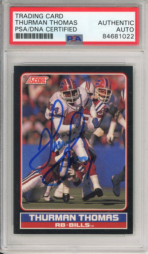 1990 SCORE THURMAN THOMAS #36 HOF BILLS 5-TIME ALL PRO AUTOGRAPH PSA/DNA