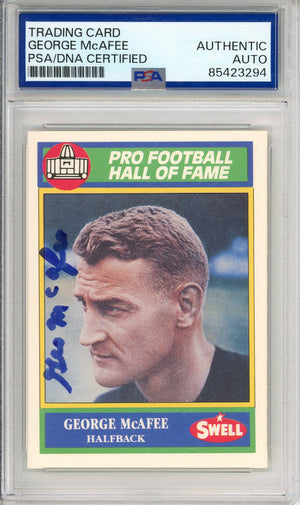 1990 SWELL FOOTBALL - GEORGE MCAFEE #75 HALL OF FAME AUTOGRAPH PSA/DNA AUTHENTIC