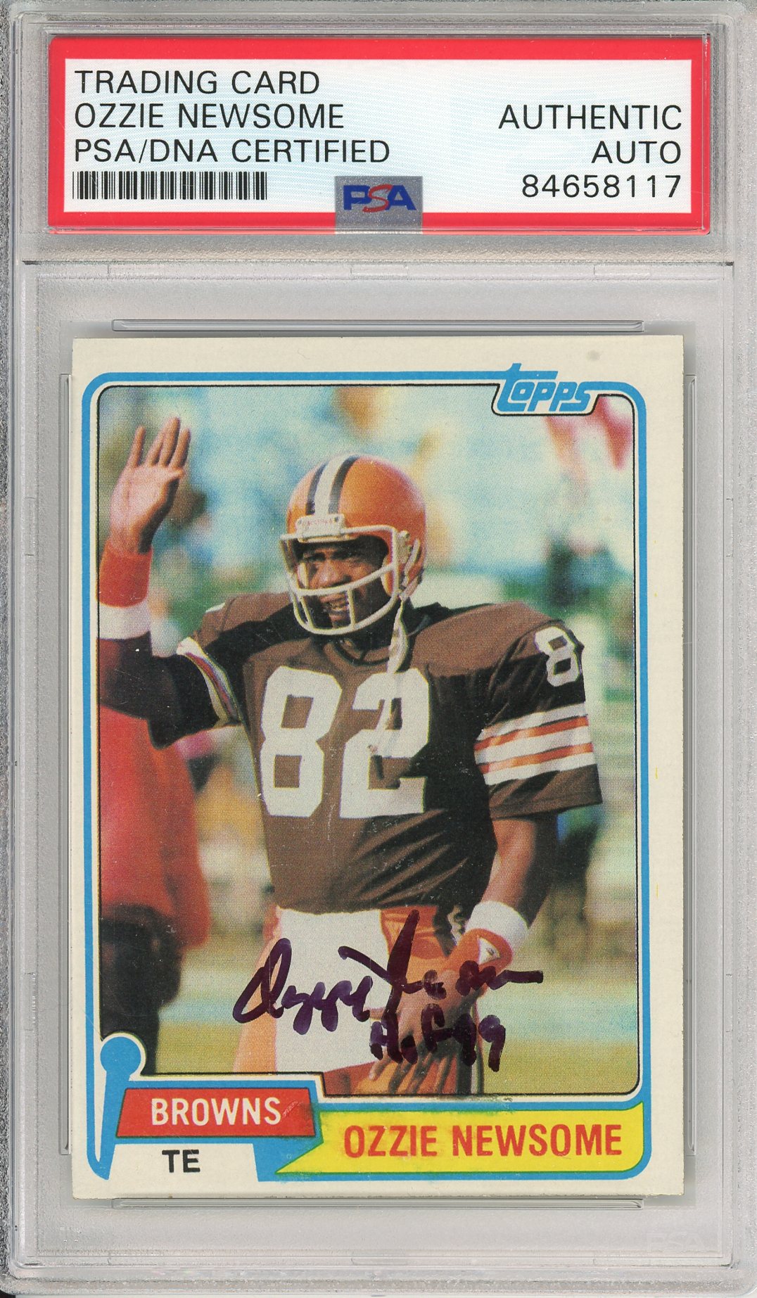 1981 TOPPS OZZIE NEWSOME #435 HOF BROWNS 7-TIME ALL PRO AUTOGRAPH PSA/DNA