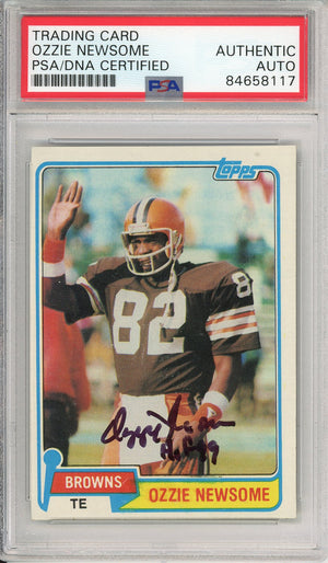 1981 TOPPS OZZIE NEWSOME #435 HOF BROWNS 7-TIME ALL PRO AUTOGRAPH PSA/DNA