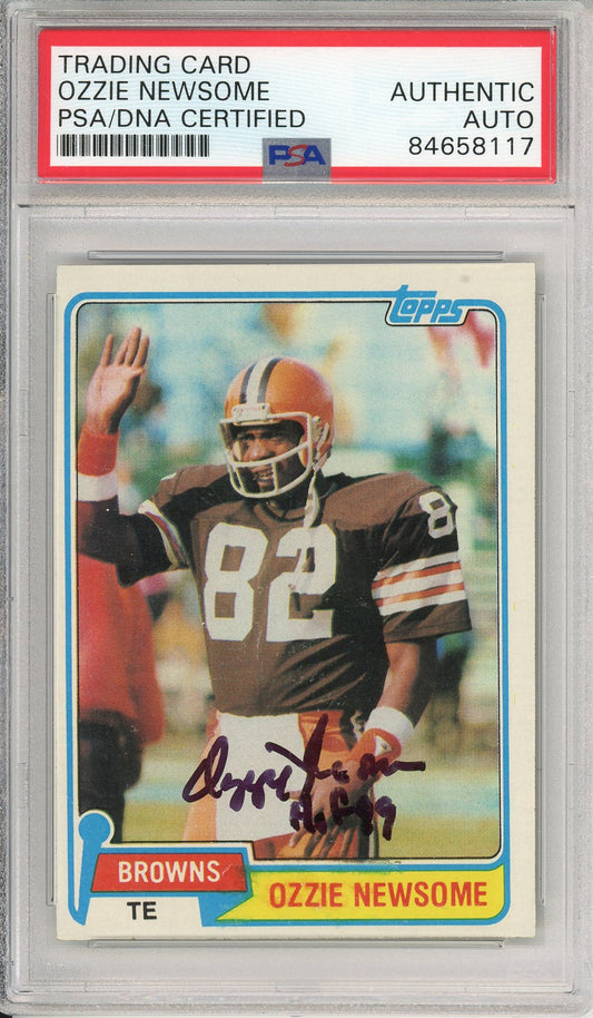 1981 TOPPS OZZIE NEWSOME #435 HOF BROWNS 7-TIME ALL PRO AUTOGRAPH PSA/DNA