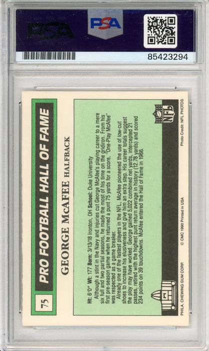 1990 SWELL FOOTBALL - GEORGE MCAFEE #75 HALL OF FAME AUTOGRAPH PSA/DNA AUTHENTIC
