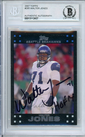 2007 TOPPS WALTER JONES #285 SEAHWKS HOF AUTOGRAPH WITH INSCRIPTION BGS AUTHENTIC