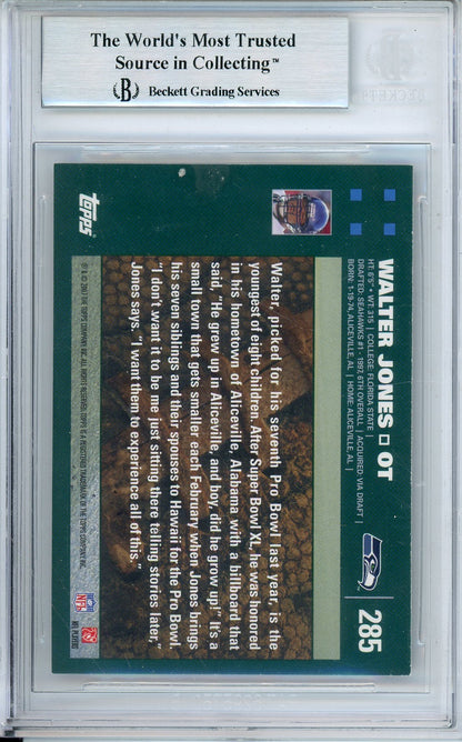 2007 TOPPS WALTER JONES #285 SEAHWKS HOF AUTOGRAPH WITH INSCRIPTION BGS AUTHENTIC