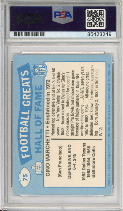 1988 SWELL GINO MARCHETTI #75 HOF COLTS 10-TIME ALL PRO AUTOGRAPH PSA/DNA