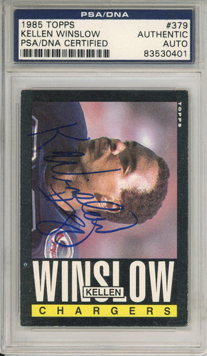 1985 TOPPS KELLEN WINSLOW #379 HOF CHARGERS 4-TIME ALL PRO AUTOGRAPH PSA/DNA