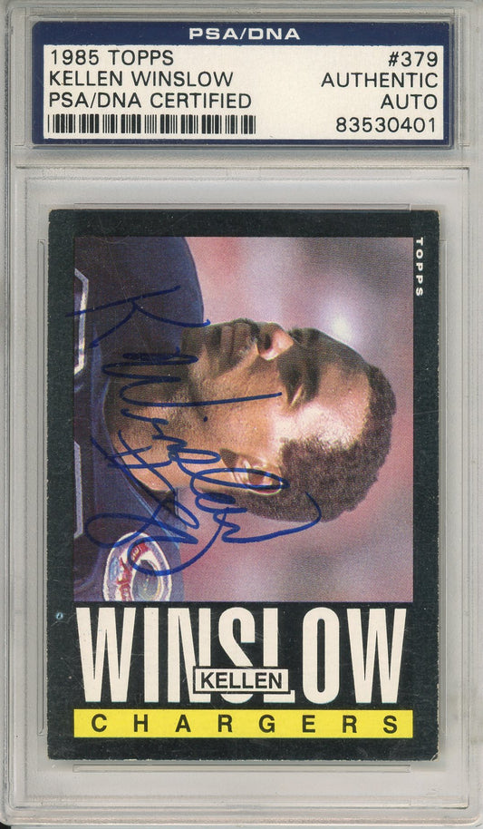 1985 TOPPS KELLEN WINSLOW #379 HOF CHARGERS 4-TIME ALL PRO AUTOGRAPH PSA/DNA