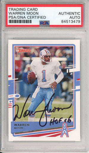 2020 PANINI DONRUSS WARREN MOON #118 HOF OILERS 9-TIME PRO BOWLER AUTOGRAPH PSA/DNA