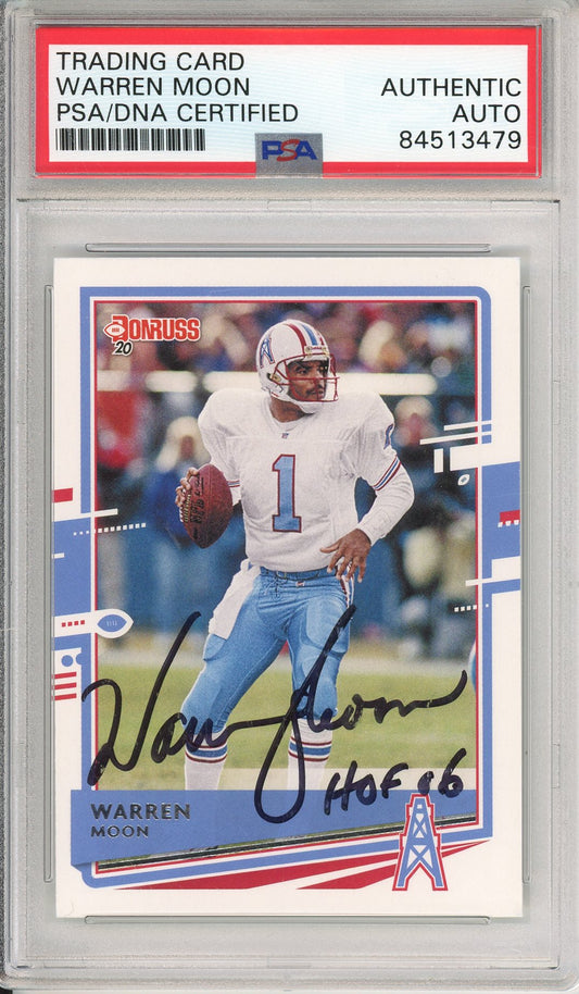 2020 PANINI DONRUSS WARREN MOON #118 HOF OILERS 9-TIME PRO BOWLER AUTOGRAPH PSA/DNA
