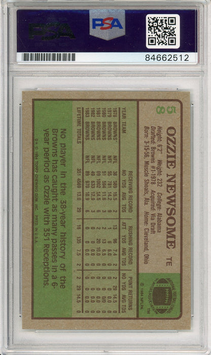 1984 TOPPS FOOTBALL - OZZIE NEWSOME BROWNS HOF AUTOGRAPH PSA/DNA AUTO GRADE GEM MT 10