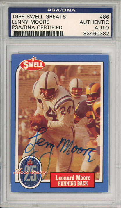 1988 SWELL GREATS LENNY MOORE #86 HOF COLTS 7-TIME ALL PRO AUTOGRAPH PSA/DNA