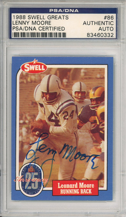 1988 SWELL GREATS LENNY MOORE #86 HOF COLTS 7-TIME ALL PRO AUTOGRAPH PSA/DNA