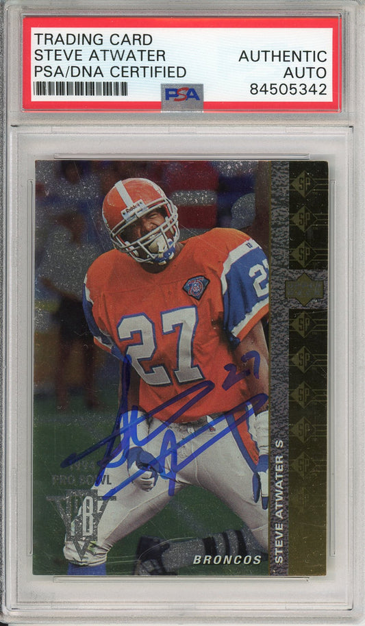 1994 UPPER DECK STEVE ATWATER #82 HOF BRONCOS 2-TIME CHAMP AUTOGRAPH PSA/DNA