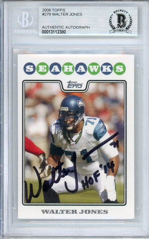 2008 TOPPS FOOTBALL WALTER JONES #279 HOF AUTO W/ INSCRIPTION BGS AUTHENTIC (2380)