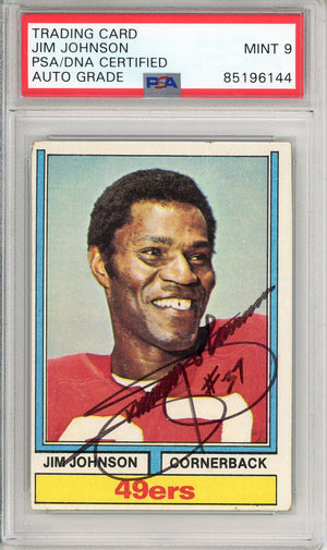 1974 TOPPS FOOTBALL JIM JOHNSON #430 49ERS AUTO PSA/DNA AUTO GRADE MINT 9