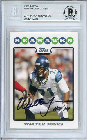 2008 TOPPS FOOTBALL WALTER JONES #279 HOF AUTO W/ INSCRIPTION BGS AUTHENTIC AUTO (381)