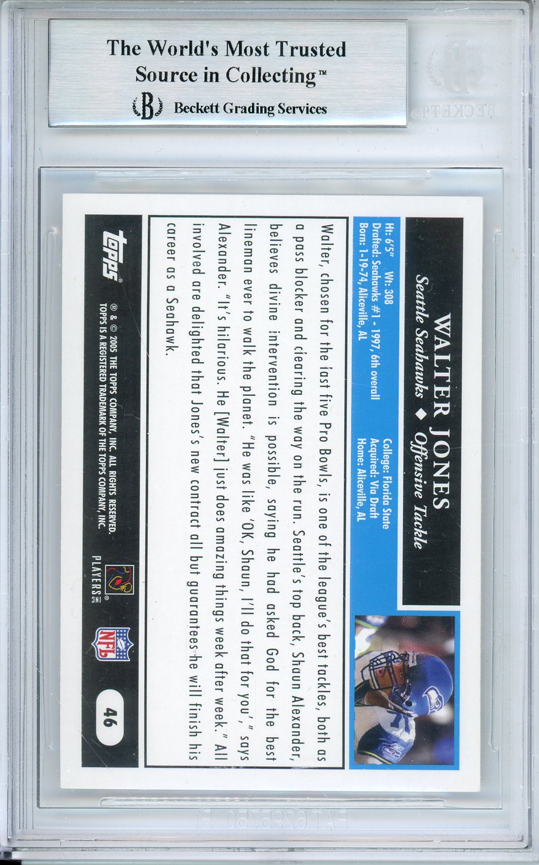 2005 TOPPS 50TH ANNIVERSARY FOOTBALL WALTER JONES #46 HOF AUTOGRAPH BGS AUTHENTIC