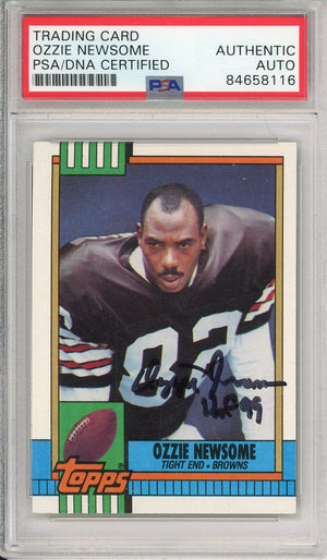 1990 TOPPS OZZIE NEWSOME #168 HOF BROWNS 7-TIME ALL PRO AUTOGRAPH PSA/DNA