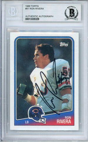 1988 TOPPS FOOTBALL RON RIVERA #81 BEARS AUTOGRAPH BGS AUTHENTIC