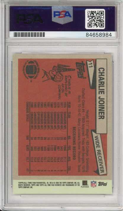 2005 TOPPS FAN FAVORITES CHARLIE JOINER #11 HOF CHARGERS 3-TIME PRO BOWL AUTOGRAPH PSA/DNA