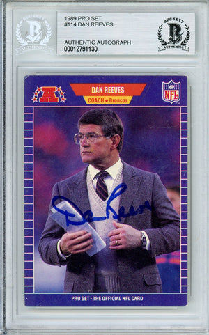 1989 PRO SET DAN REEVES #114 AUTOGRAPH BRONCOS COACH BGS AUTHENTIC