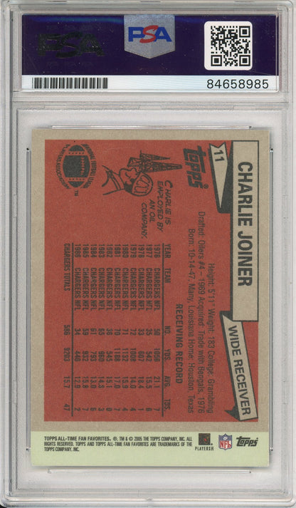 2005 TOPPS FAN FAVORITES CHARLIE JOINER #11 HOF CHARGERS 3-TIME PRO BOWL AUTOGRAPH PSA/DNA