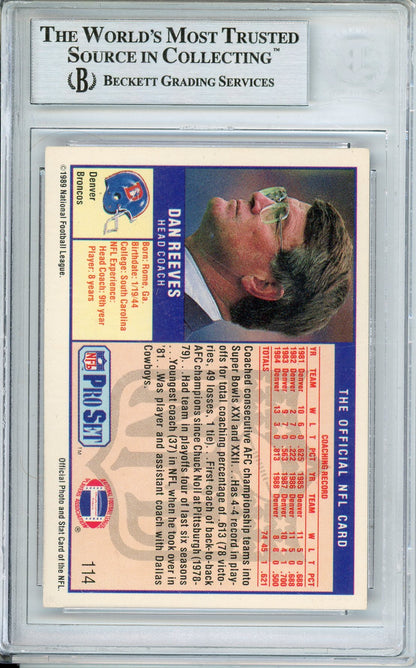1989 PRO SET DAN REEVES #114 AUTOGRAPH BRONCOS COACH BGS AUTHENTIC