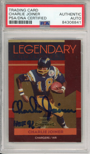 2007 DONRUSS CHARLIE JOINER #LC-3 HOF CHARGERS 2-TIME ALL PRO AUTOGRAPH PSA/DNA