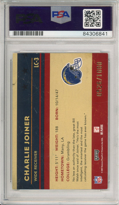 2007 DONRUSS CHARLIE JOINER #LC-3 HOF CHARGERS 2-TIME ALL PRO AUTOGRAPH PSA/DNA