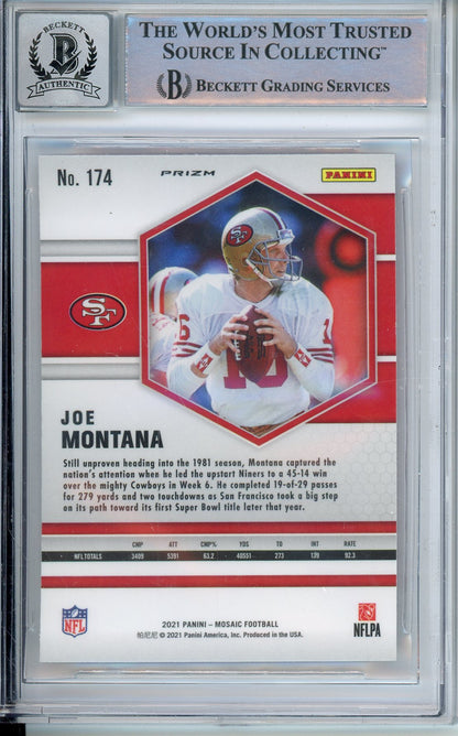 2021 PANINI MOSAIC PINK CAMO JOE MONTANA #174 HOF AUTOGRAPH BECKETT 10 AUTO