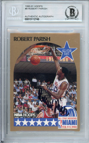 1990-91 NBA HOOPS ROBERT PARISH #8 ALL STAR GAME CELTICS HOF AUTOGRAPH BECKETT AUTHENTIC (749)