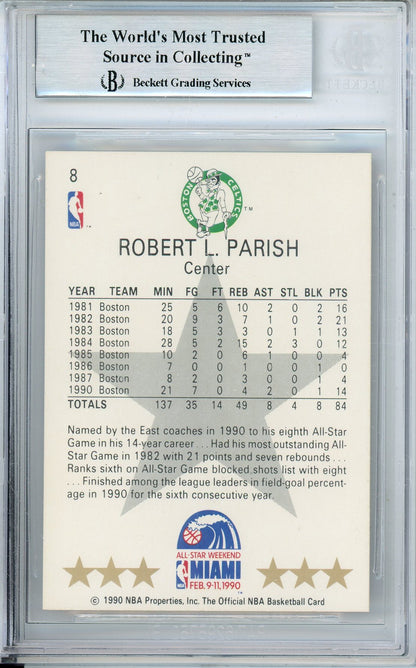 1990-91 NBA HOOPS ROBERT PARISH #8 ALL STAR GAME CELTICS HOF AUTOGRAPH BECKETT AUTHENTIC (749)