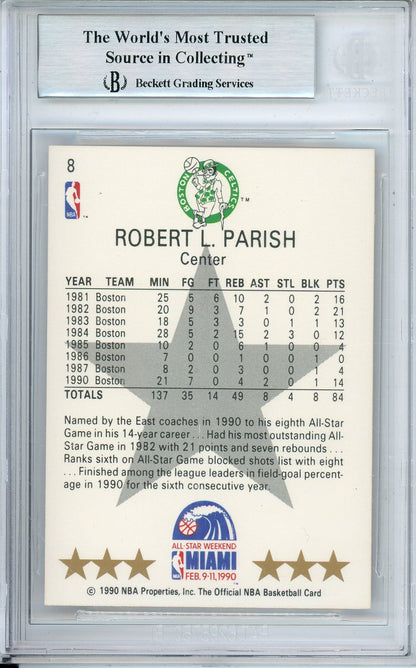 1990-91 NBA HOOPS ROBERT PARISH #8 ALL STAR GAME CELTICS HOF AUTOGRAPH BECKETT AUTHENTIC (748)