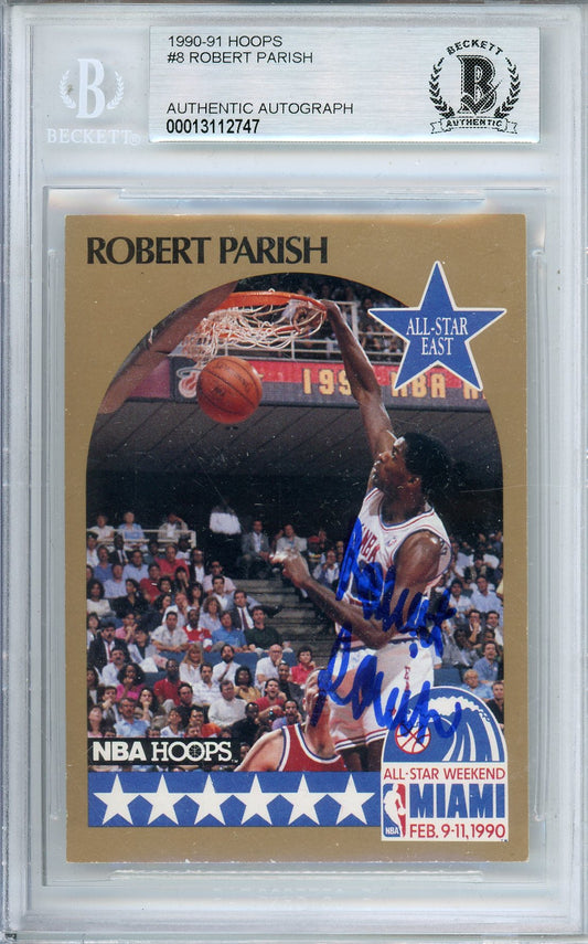 1990-91 NBA HOOPS ROBERT PARISH #8 ALL STAR GAME CELTICS HOF AUTOGRAPH BECKETT AUTHENTIC (747)