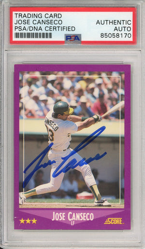 1988 SCORE JOSE CANSECO #45 A'S HOF 2-TIME CHAMP AUTOGRAPH PSA/DNA
