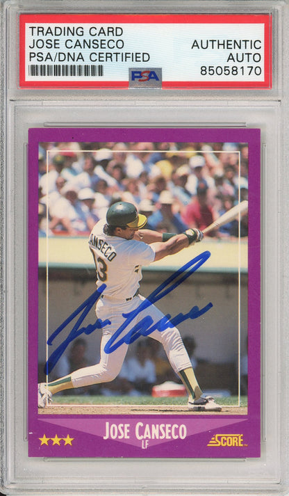 1988 SCORE JOSE CANSECO #45 A'S HOF 2-TIME CHAMP AUTOGRAPH PSA/DNA
