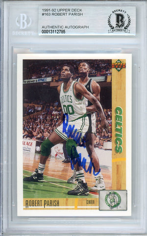 1991-92 UPPER DECK ROBERT PARISH #163 CELTICS HOF AUTOGRAPH BECKETT AUTHENTIC (785)