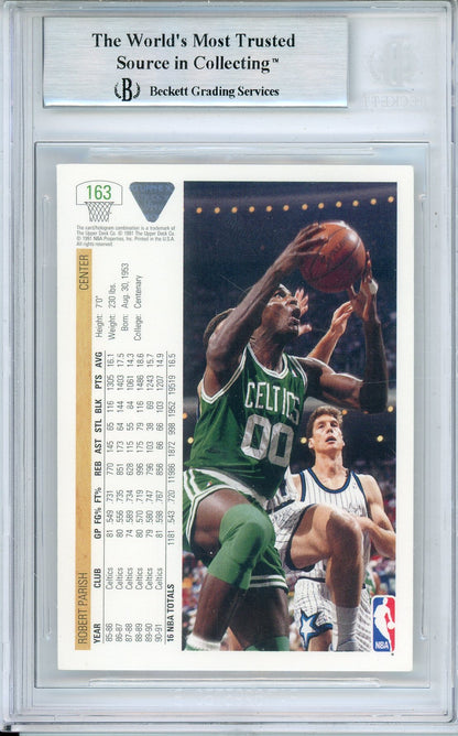 1991-92 UPPER DECK ROBERT PARISH #163 CELTICS HOF AUTOGRAPH BECKETT AUTHENTIC (785)