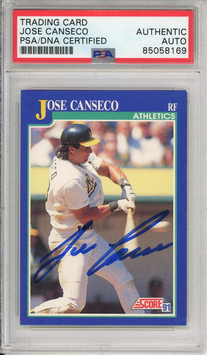 1991 SCORE JOSE CANSECO #1 A'S HOF 2-TIME CHAMP AUTOGRAPH PSA/DNA