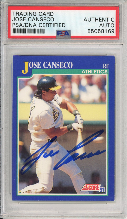 1991 SCORE JOSE CANSECO #1 A'S HOF 2-TIME CHAMP AUTOGRAPH PSA/DNA