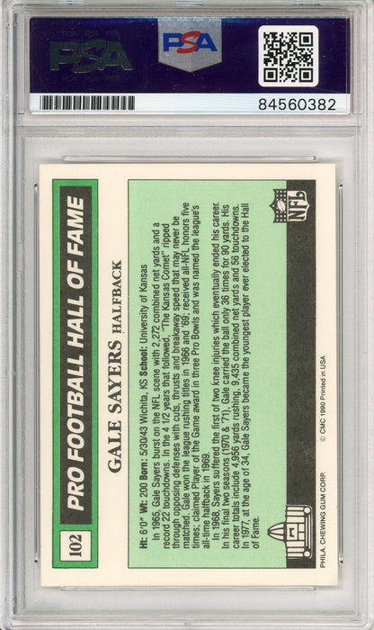 1990 SWELL FOOTBALL GALE SAYERS #102 BEARS HOF AUTOGRAPH PSA/DNA AUTO GRADE GEM MT 10