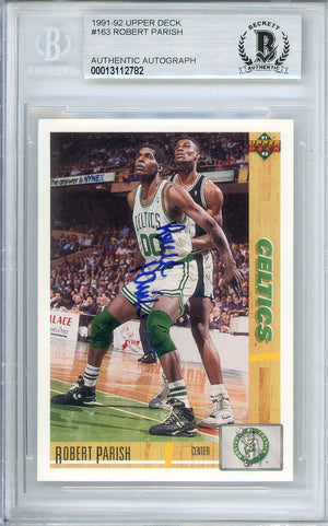 1991-92 UPPER DECK ROBERT PARISH #163 CELTICS HOF AUTOGRAPH BECKETT AUTHENTIC (782)