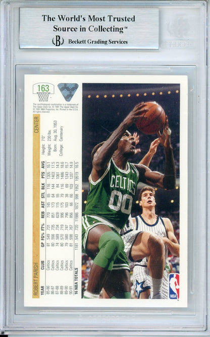 1991-92 UPPER DECK ROBERT PARISH #163 CELTICS HOF AUTOGRAPH BECKETT AUTHENTIC (782)