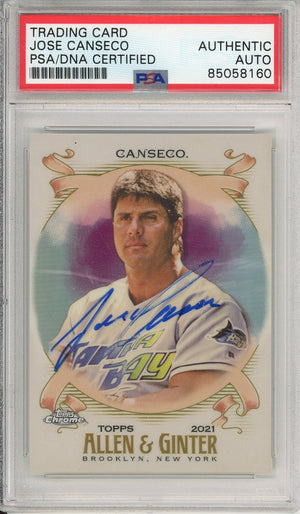 2021 TOPPS ALLEN & GINTER JOSE CANSECO #64 DEVIL RAYS 2-TIME CHAMP AUTOGRAPH PSA/DNA