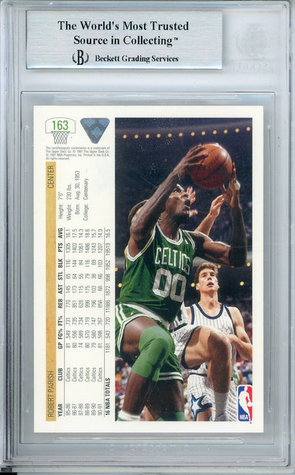 1991-92 UPPER DECK ROBERT PARISH #163 CELTICS HOF AUTOGRAPH BECKETT AUTHENTIC (783)