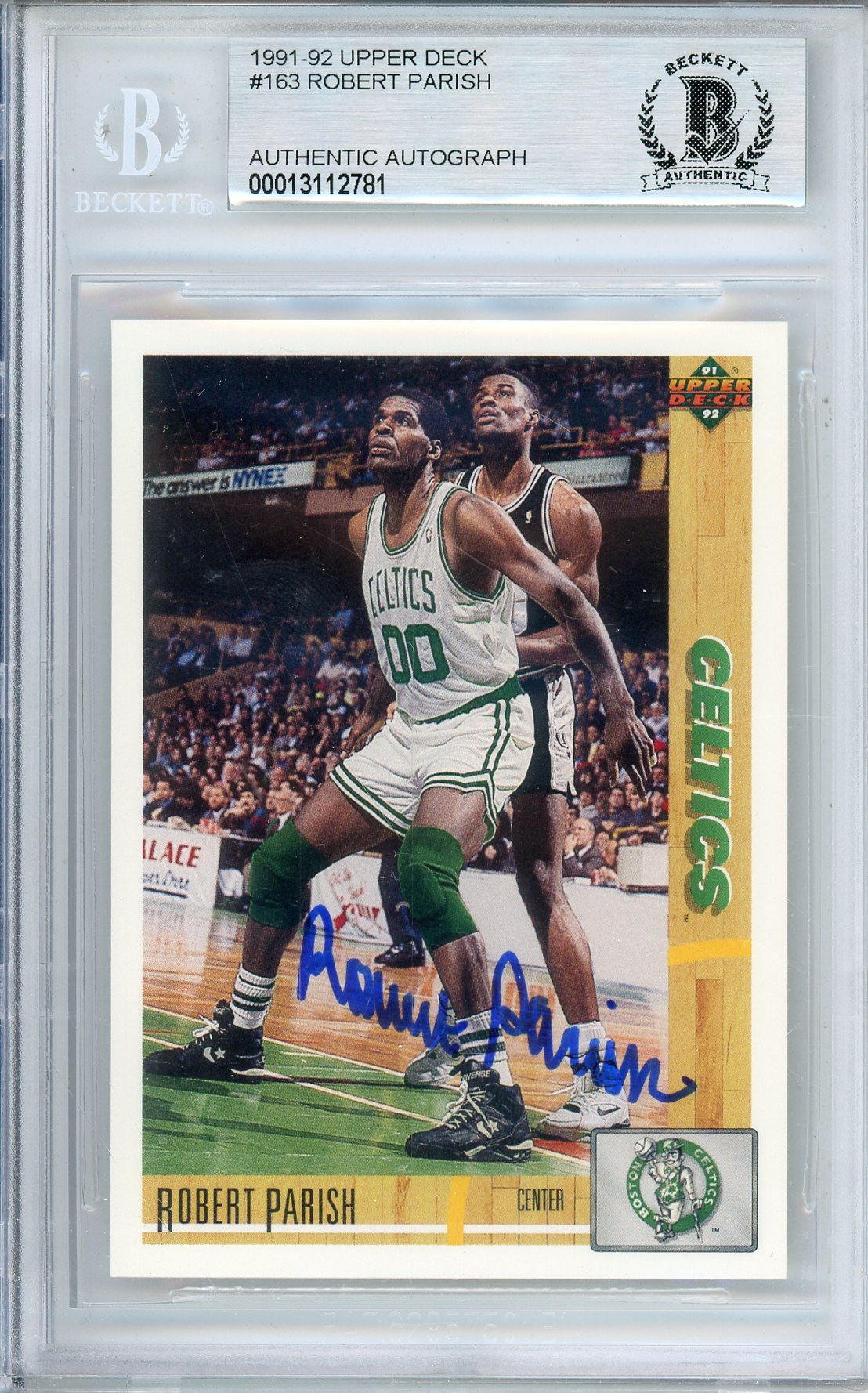 1991-92 UPPER DECK ROBERT PARISH #163 CELTICS HOF AUTOGRAPH BECKETT AUTHENTIC (781)