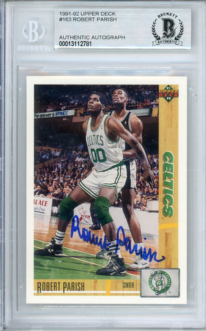 1991-92 UPPER DECK ROBERT PARISH #163 CELTICS HOF AUTOGRAPH BECKETT AUTHENTIC (781)