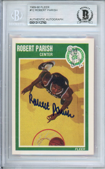 1989-90 FLEER BASKETBALL ROBERT PARISH #12 CELTICS HOF AUTOGRAPH BECKETT AUTHENTIC